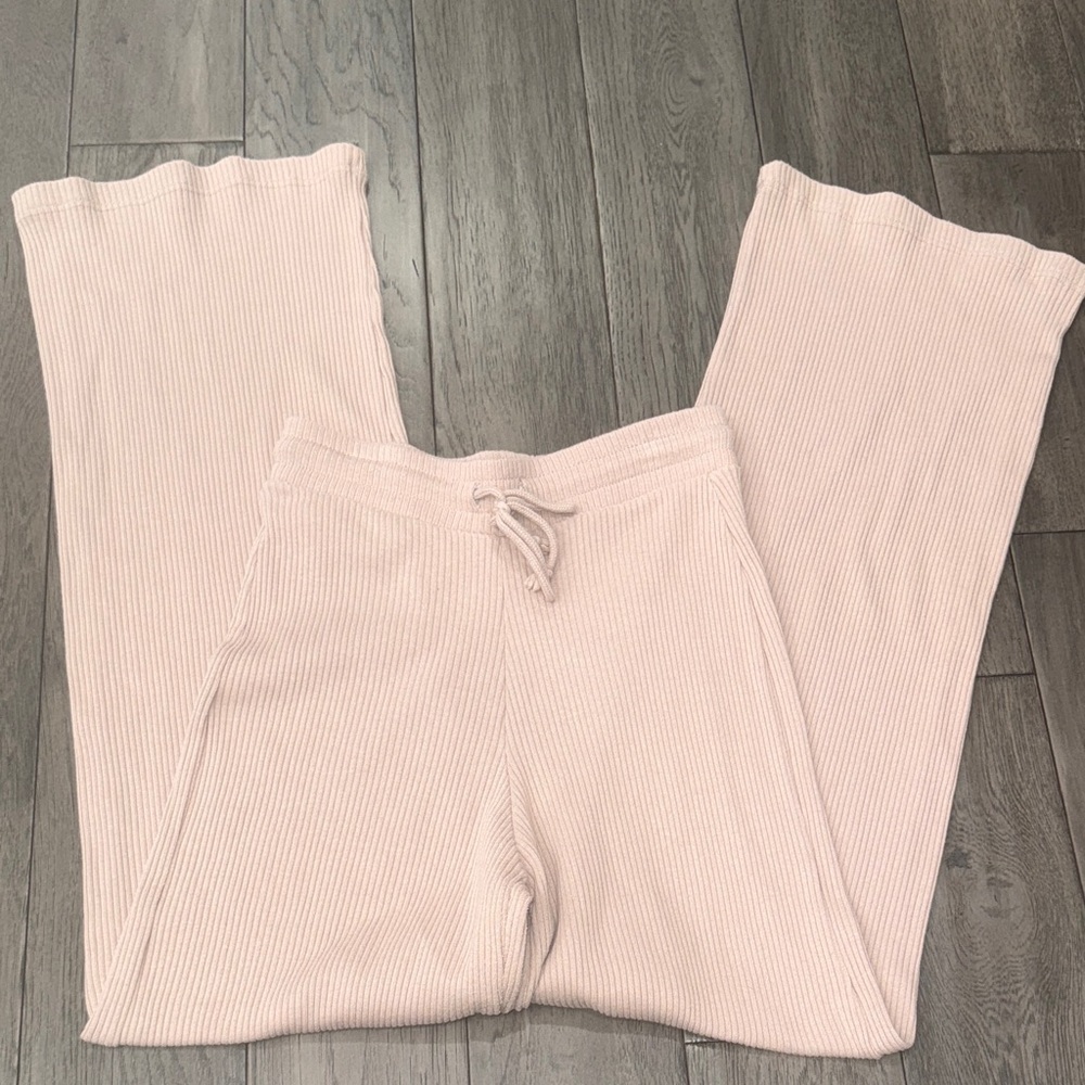 Zara Cozy Ribbed Knit lounge flare Pants